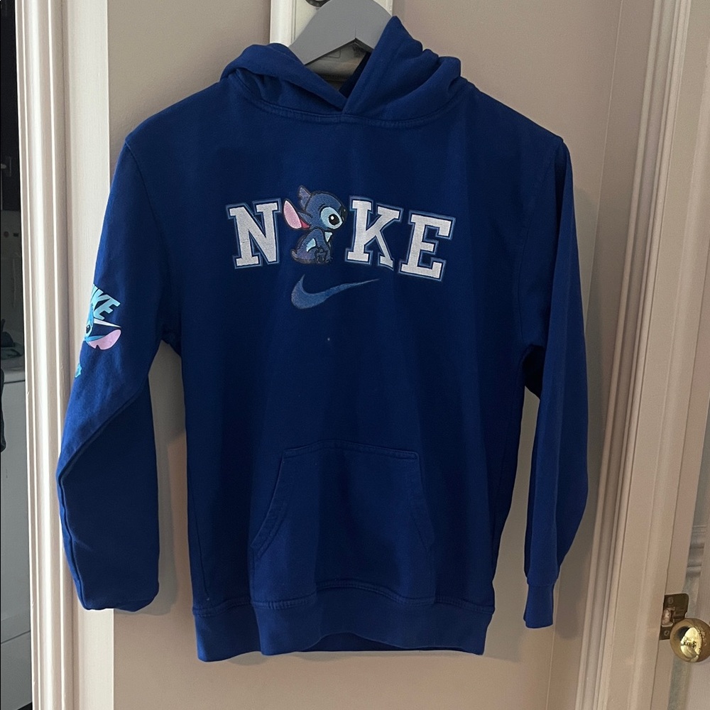 #40.Nike Kids Blue Hoodie with Character Design